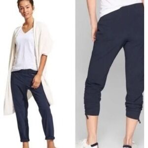 Athleta Navy Blue Aspire Ankle Pant Size 4 Joggers Track Pants Zip Pockets